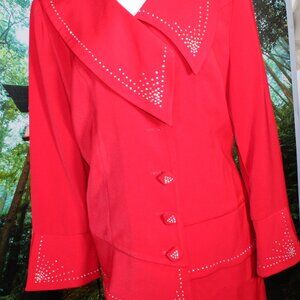 RHINESTONE SKIRT SUIT RED 14